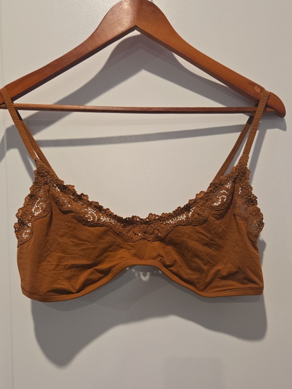 Women's Lace Trim Bralette in Brown